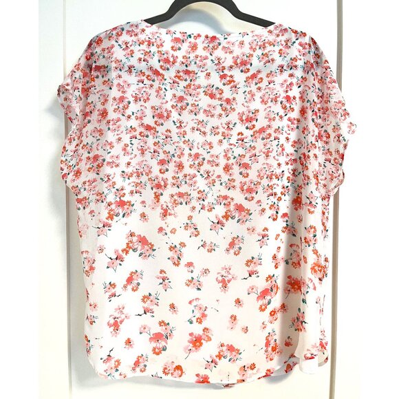Calvin Klein Flutter Sleeve Floral Top sz L - Picture 2 of 3